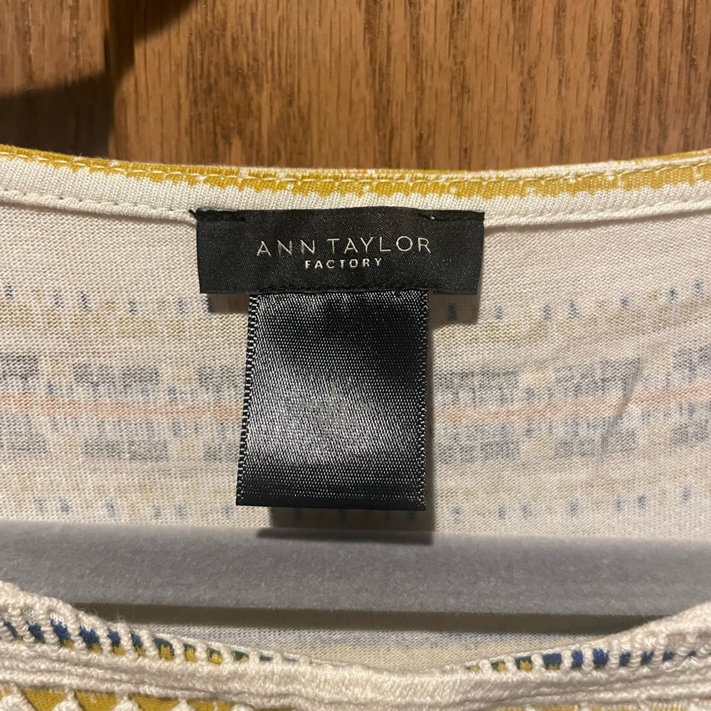 Ann Taylor Factory Cream and Yellow Knit Details Top